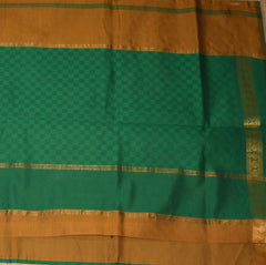 Semi Silk Cotton Green saree with jari work