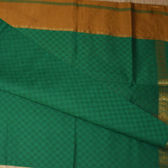 Semi Silk Cotton Green saree with jari work