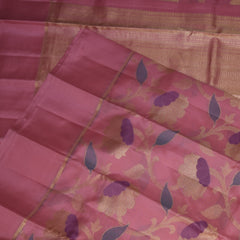 Kanchivaram pure silk Baby pink saree with meenakari jari boarder