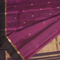 Kanchivaram pure silk wine saree with jari buta work