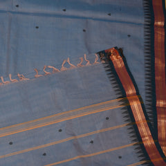Kanchi Cotton Greyish saree with jari boarder