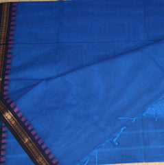 Kanchi Cotton Teal blue saree with temple boarder