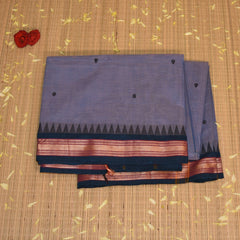 Kanchi Cotton Greyish saree with jari boarder