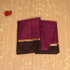 Kanchivaram pure silk wine saree with jari buta work