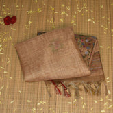Jute silk Mustard yellow saree with thread work