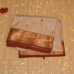 Kanchi Cotton Cream saree with jari boarder