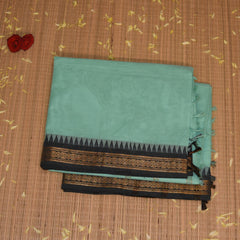 Kanchi cotton light green saree with jari boarder
