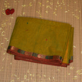 Kanchi Cottton Parrot green saree with jari work