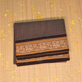 Kanchi Cotton Brown saree with thread boarder