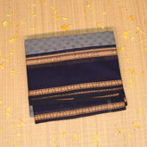 Kanchi Cotton Light Blue grey saree with thread boarder