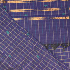 Kanchi Cotton Royal Blue checks saree with jari boarder