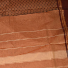Kanchi Cotton Mustard Orange saree with thread boarder