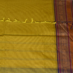 Kanchi Cotton Lemon yellow saree with thread boarder
