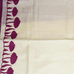 4360 cream super net saree with pink aplic work boarder