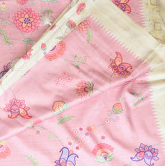 4363 baby pink semi tussur saree with pichwai boarder