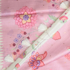 4363 baby pink semi tussur saree with pichwai boarder