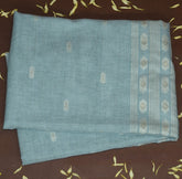 4391 sky blue semi linen saree with self thread work