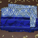 4383 pochampally pure silk half white & royal blue saree