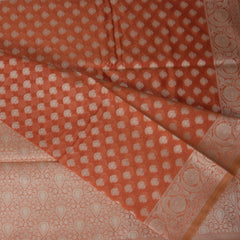 4387 orange semi cotton saree with thread boarder