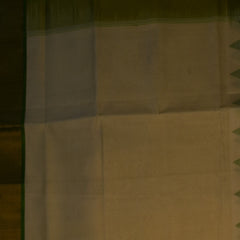 Silk cotton half white saree with green boarder