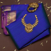 Kanchipuram Silk Electric Indigo Saree with Blouse