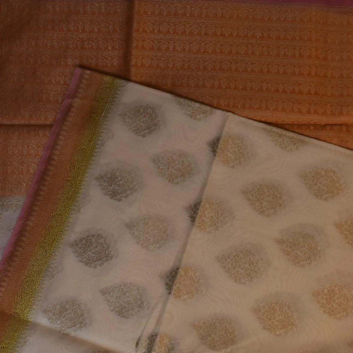 Banarasi Rangkat Cotton Khaki Brown Saree with Blouse