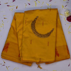 Kanchivaram silk Golden Amber Saree with Blouse