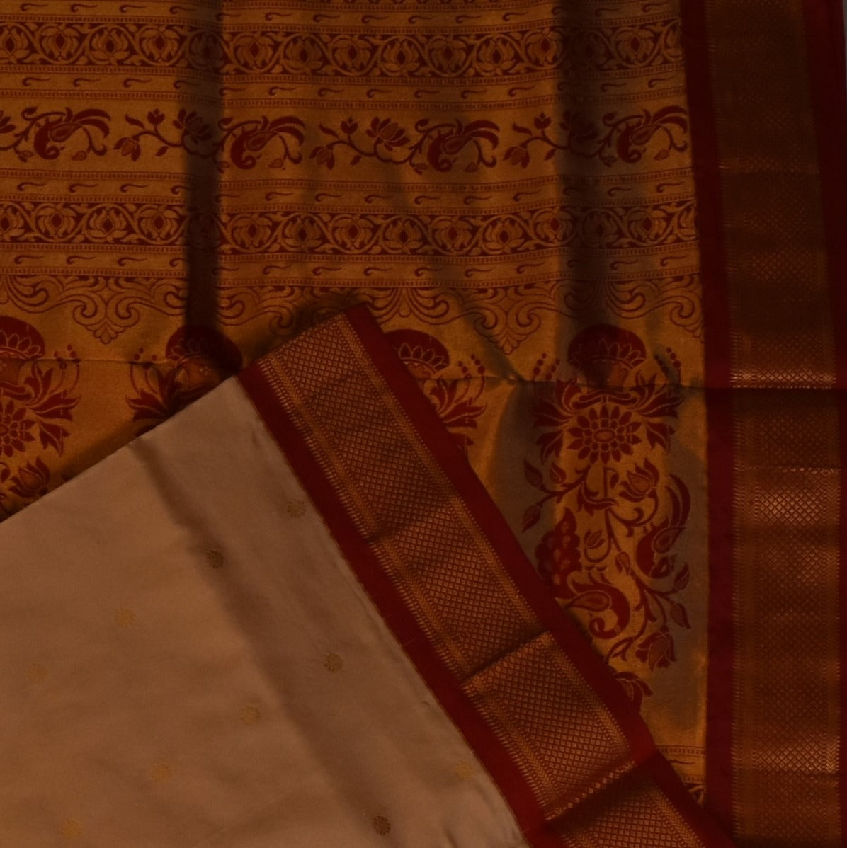 Gadwal paithani pure silk Warm Caramel Saree with Blouse