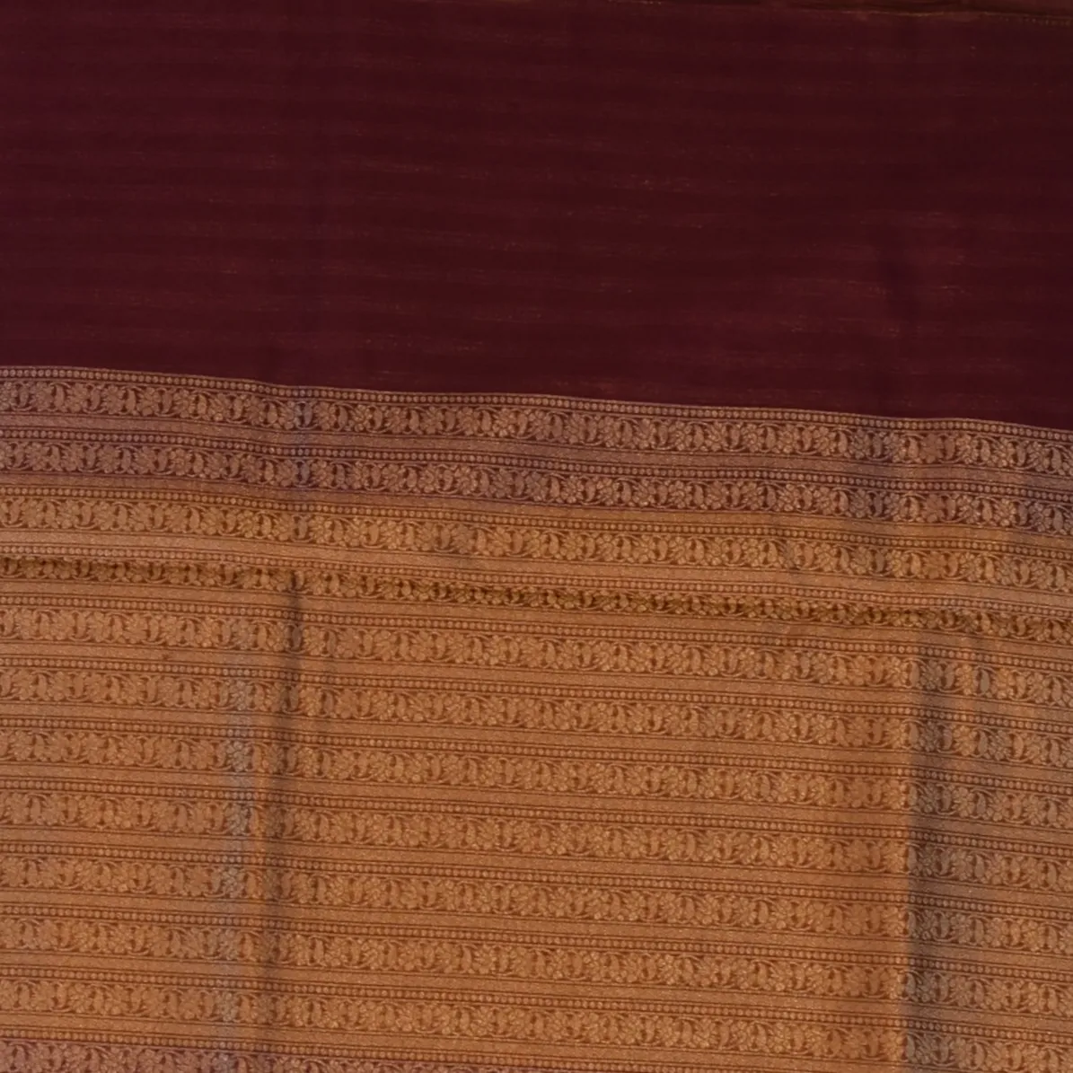 Banarasi Rangkat Cotton Mahogany Saree with Blouse