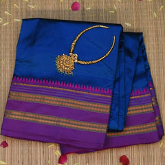 Ilkal Silk Ocean Blue Saree with Blouse