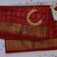 Pochampally ikkat Crimson Red Saree with Blouse