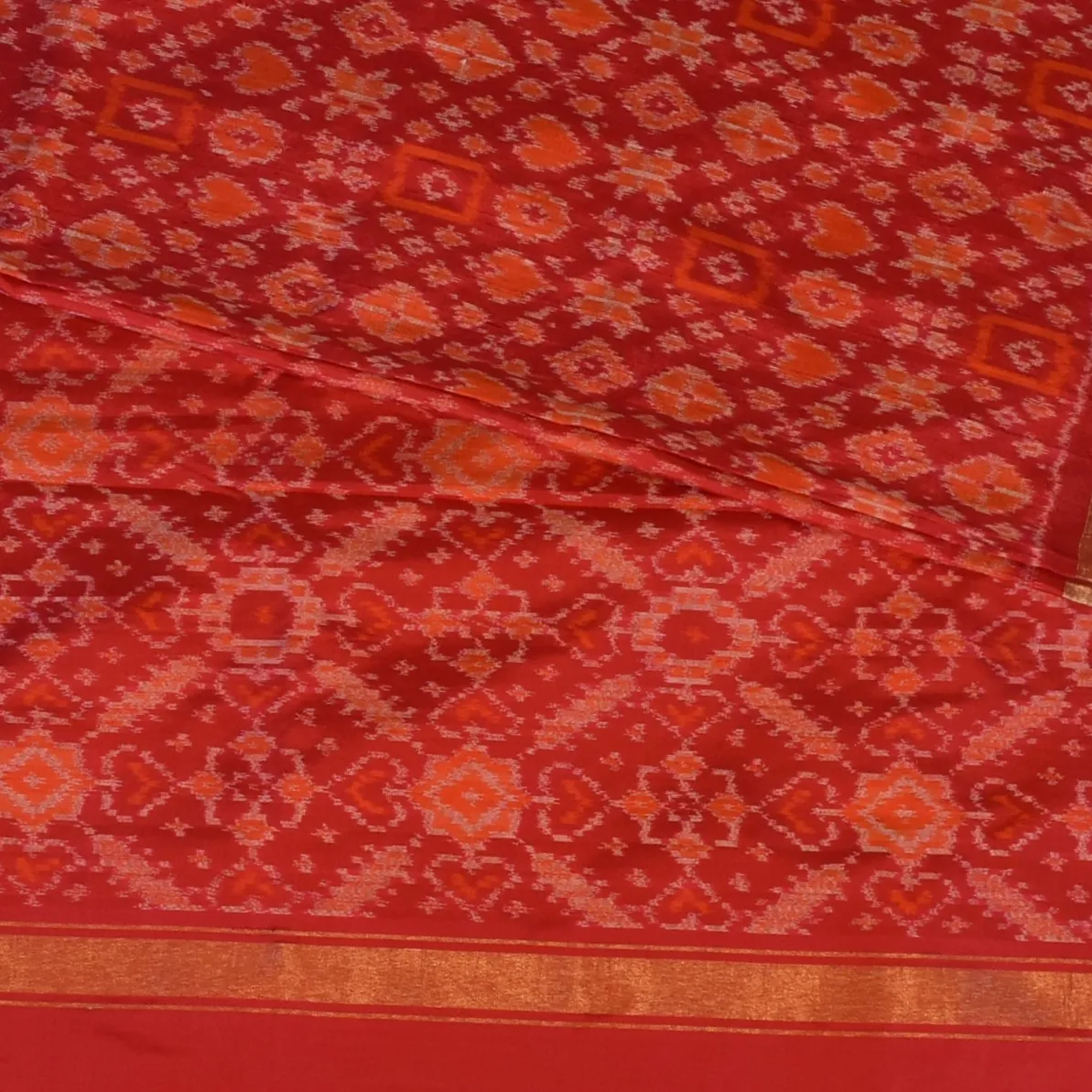 Pochampally ikkat Crimson Red Saree with Blouse