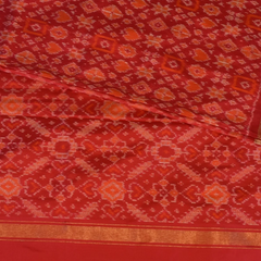 Pochampally ikkat Crimson Red Saree with Blouse