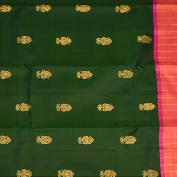 Kanchipuram Silk Dark Olive Green Saree with Blouse