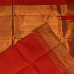 Kanchipuram Silk Carmine Saree with Blouse