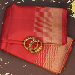 Kanchipuram Silk Carmine Saree with Blouse