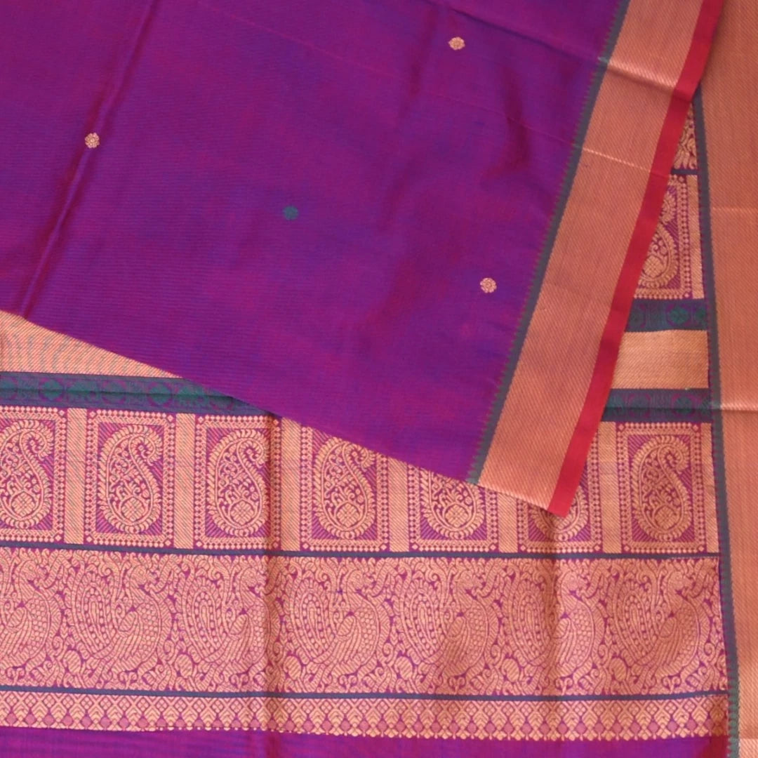 Pure Cotton Silk Dark Pink Saree With Thread Work Border