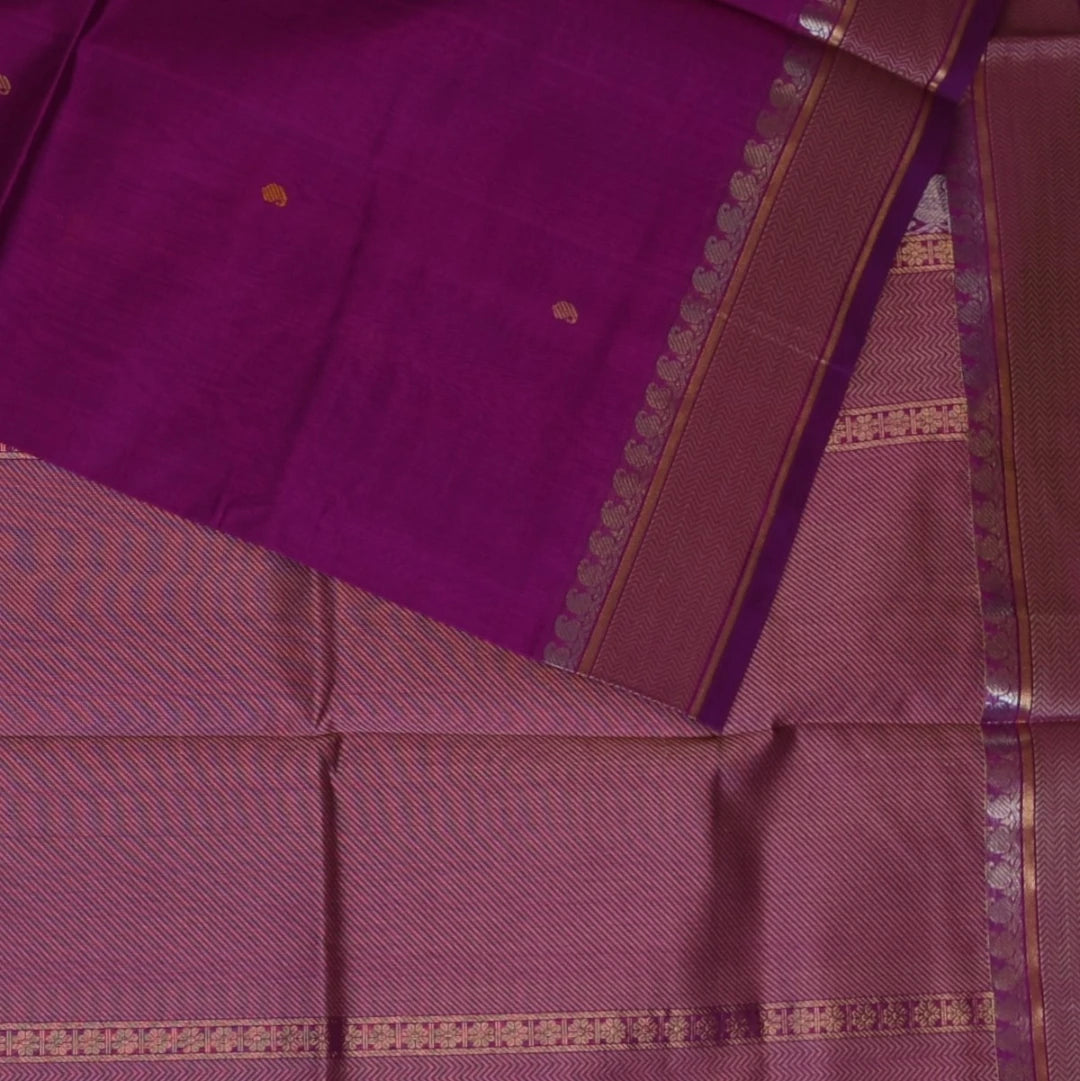 Pure Silk Dark Pink Saree With Zari Border