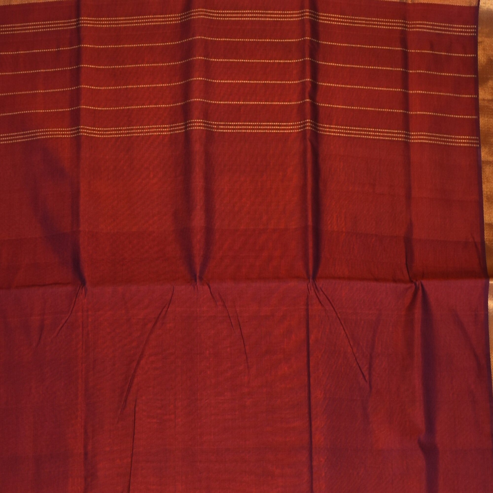 Silk cotton maroon saree with jari boarder