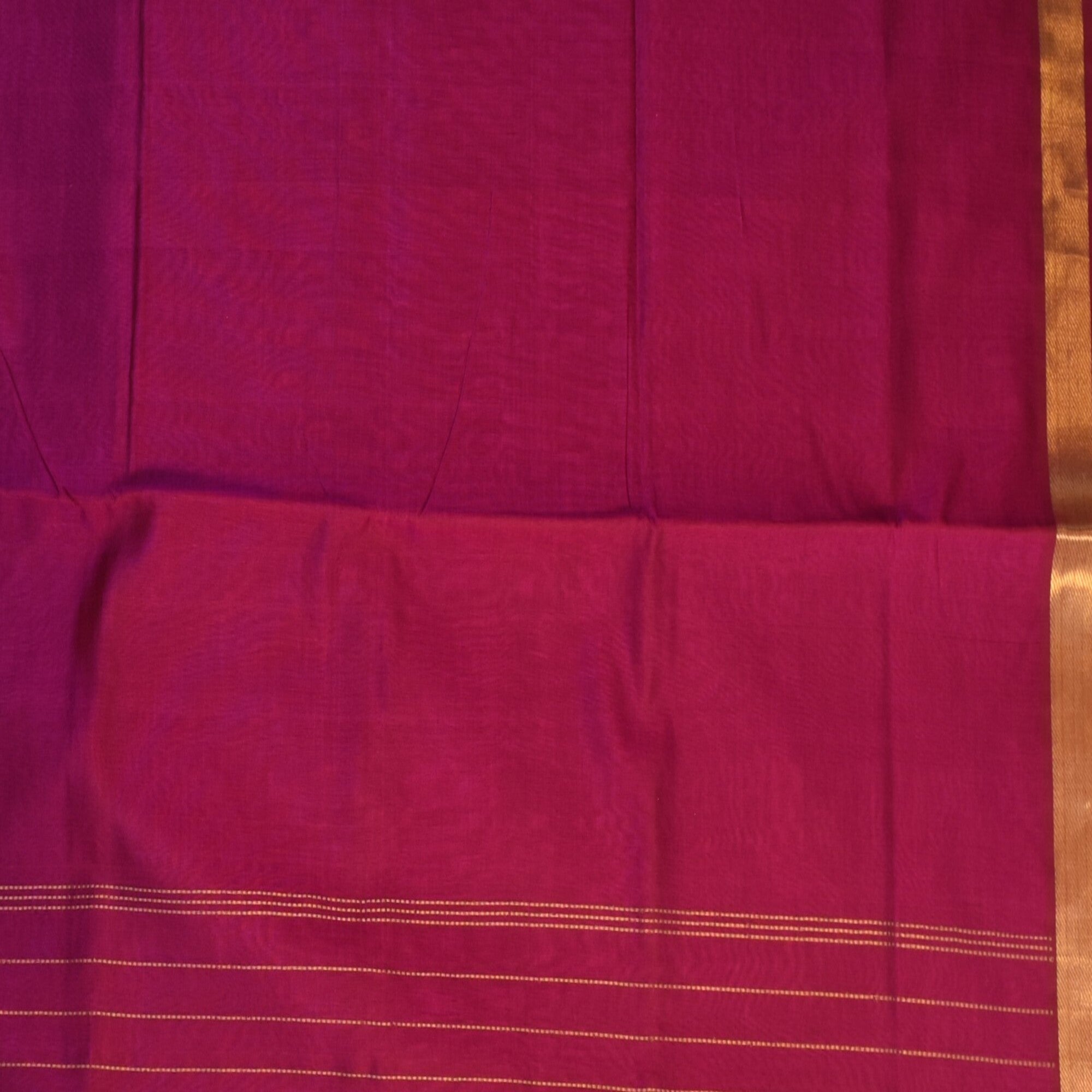 Silk cotton rani pink saree with blouse