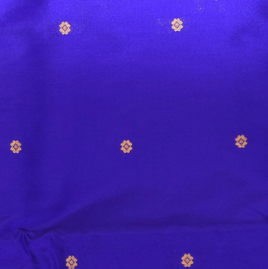 Ilkal Pure Silk Peacock Blue Saree With Pink Border