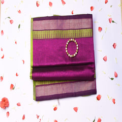 Silk cotton green saree with blouse