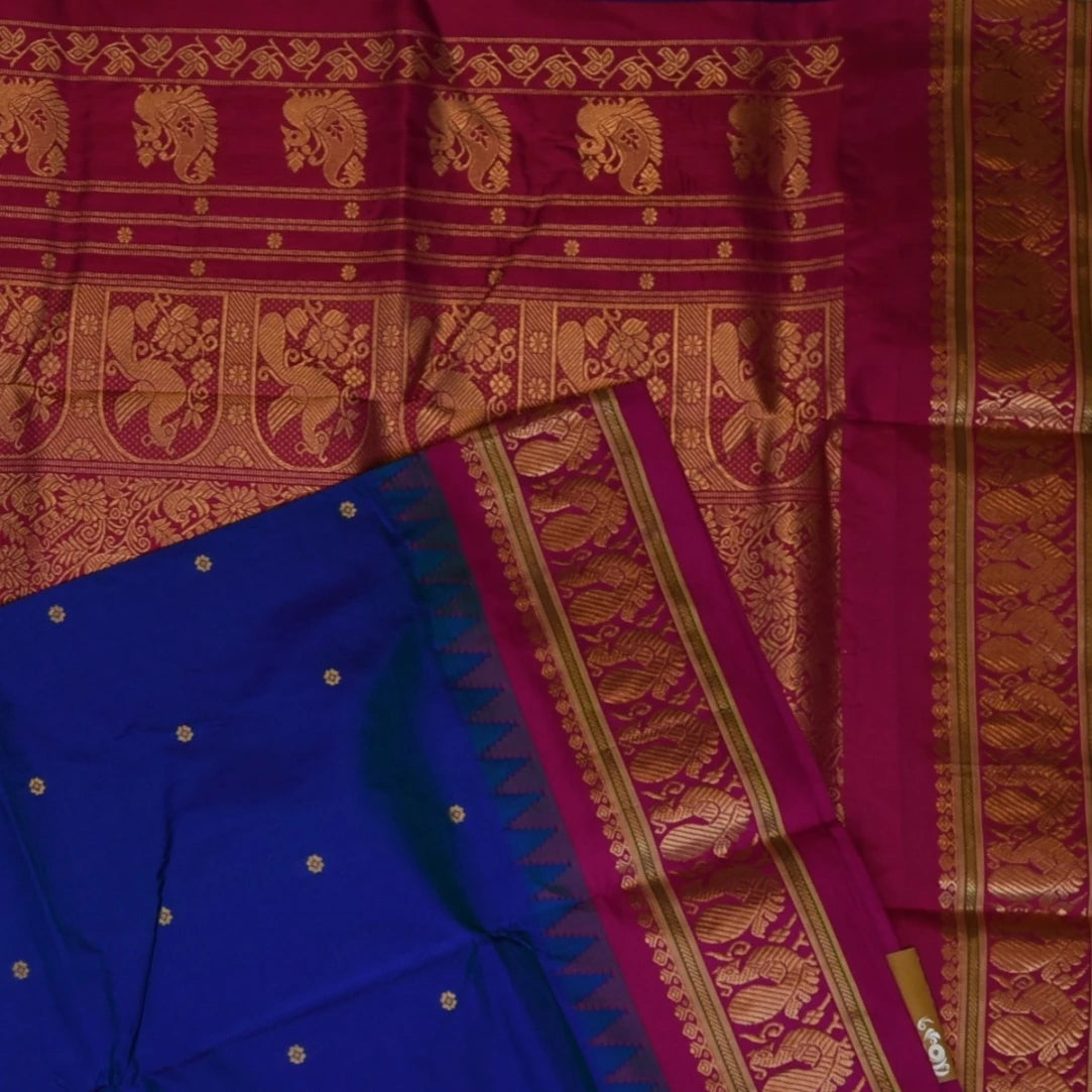 Ilkal Pure Silk Violet Saree With Pink Border