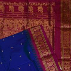 Ilkal Pure Silk Violet Saree With Pink Border