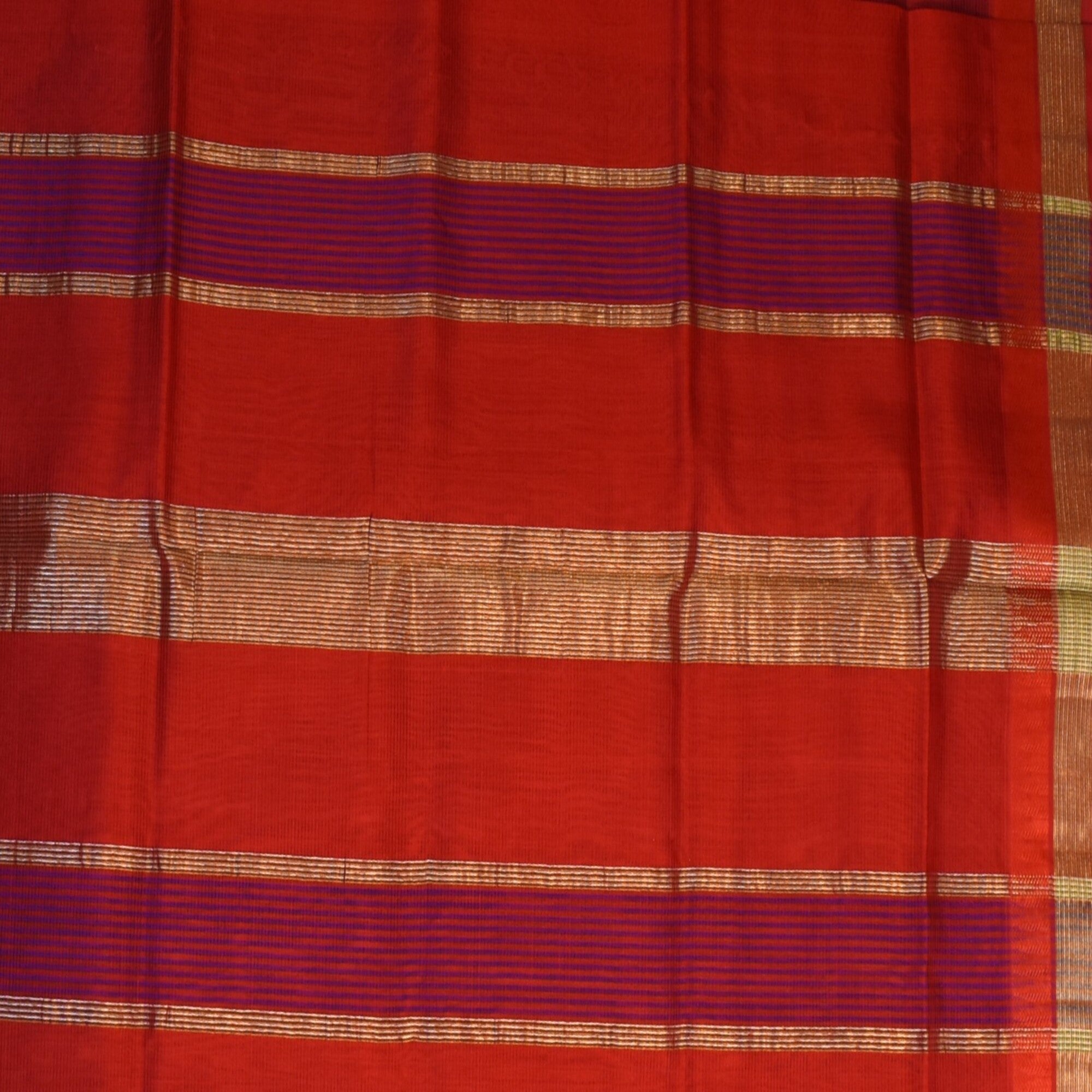 Silk cotton navy blue saree with jari boarder