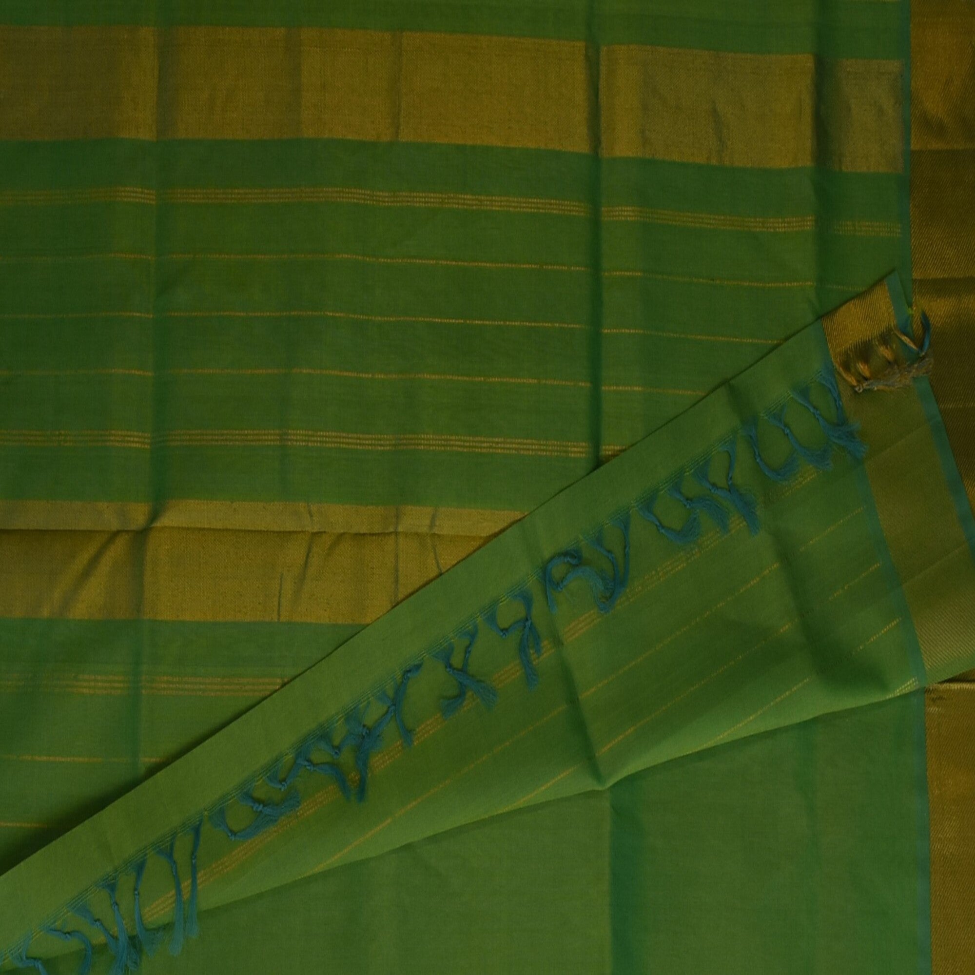 Silk cotton pista green saree with blouse
