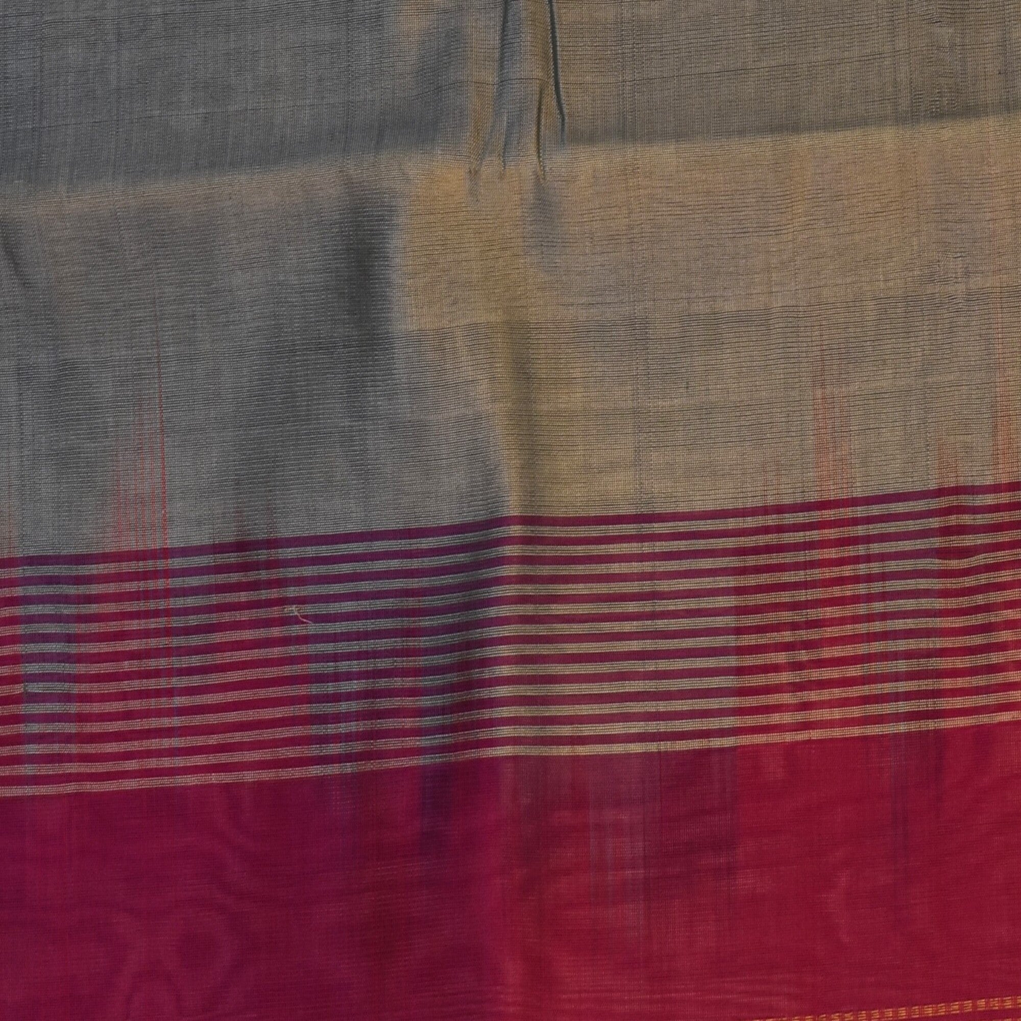 Silk cotton ash gray saree with jari boarder