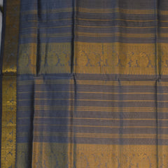 Silk cotton peach saree with silver boarder