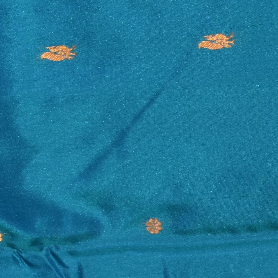 Ilkal Pure Silk Aqua Blue Saree With Zari Border