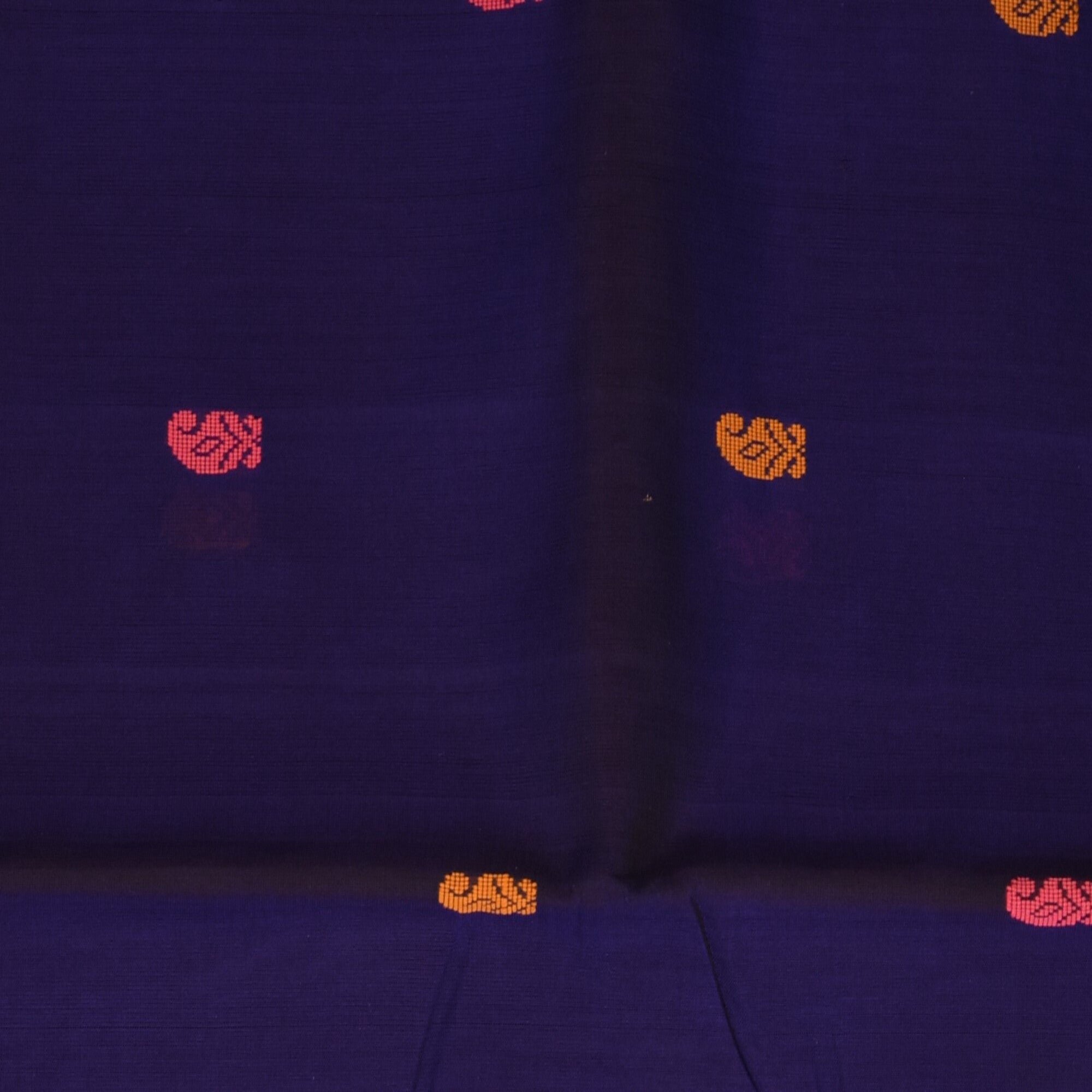 Silk cotton shot navy blue saree with thread work boarder